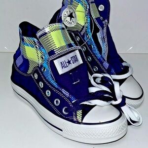 Converse Womens All Star Chuck Taylor High Top Shoes Purple Striped (Size 6)